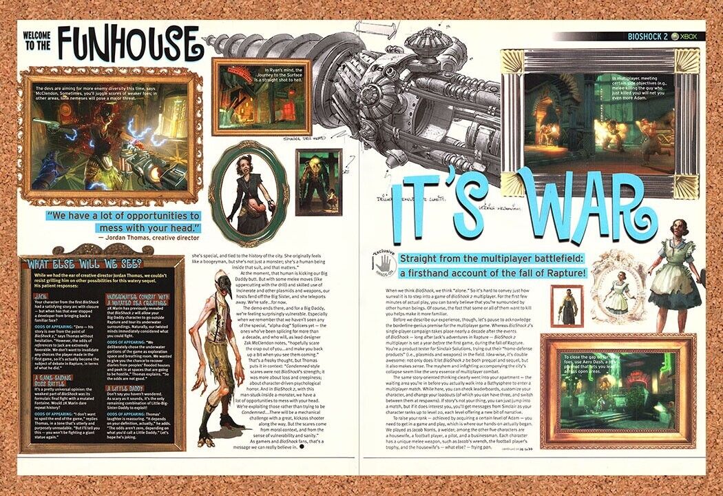 Bioshock 2 Xbox 360 Original 2009 Print Ad Authentic Video Game Review Promo
