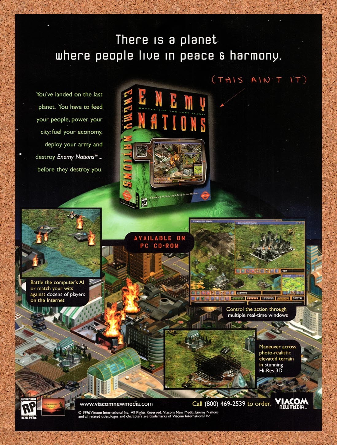 1996 Enemy Nations PC Original Advertisement / Retro Promo v2