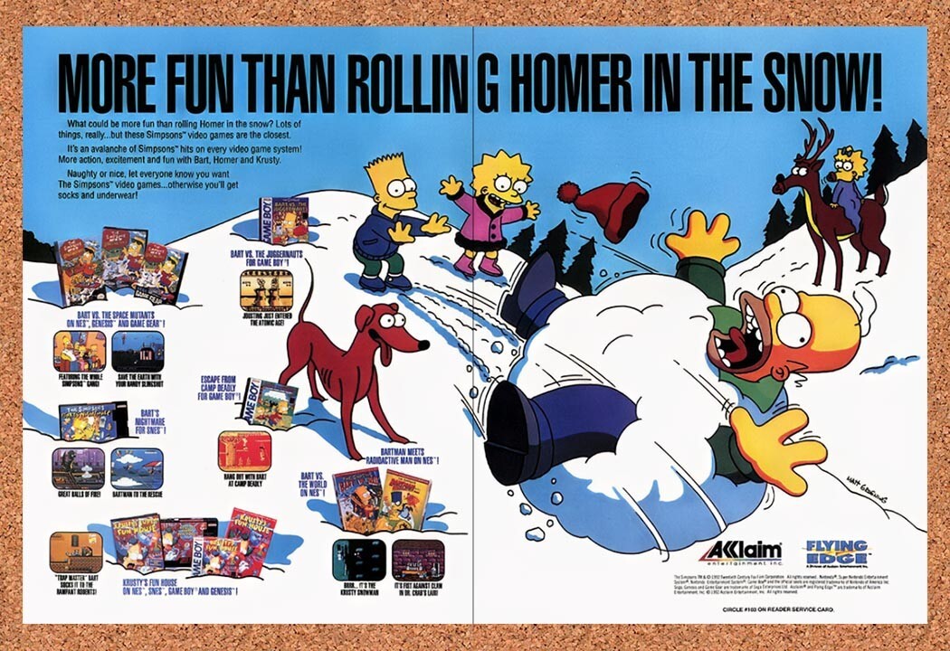 1993 Simpsons Nintendo Games Original Advertisement / Retro Promo v3