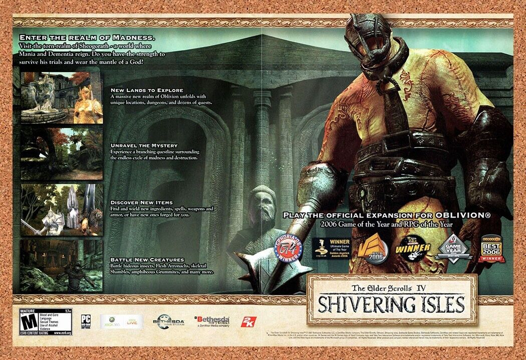 Elder Scrolls IV Shivering Isles PC Original 2007 Vintage Ad - Video Game Promo