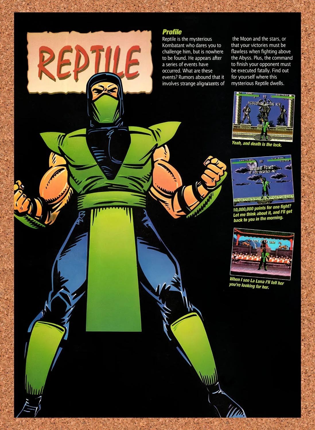 1993 Mortal Kombat Reptile Profile Original Advertisement / Retro Promo v9