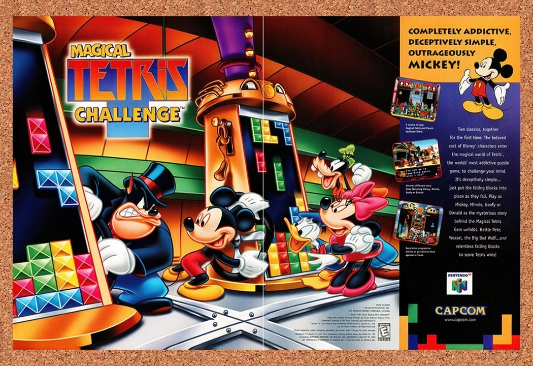 1999 Magical Tetris Challenge N64 Original Advertisement / Retro Promo v1