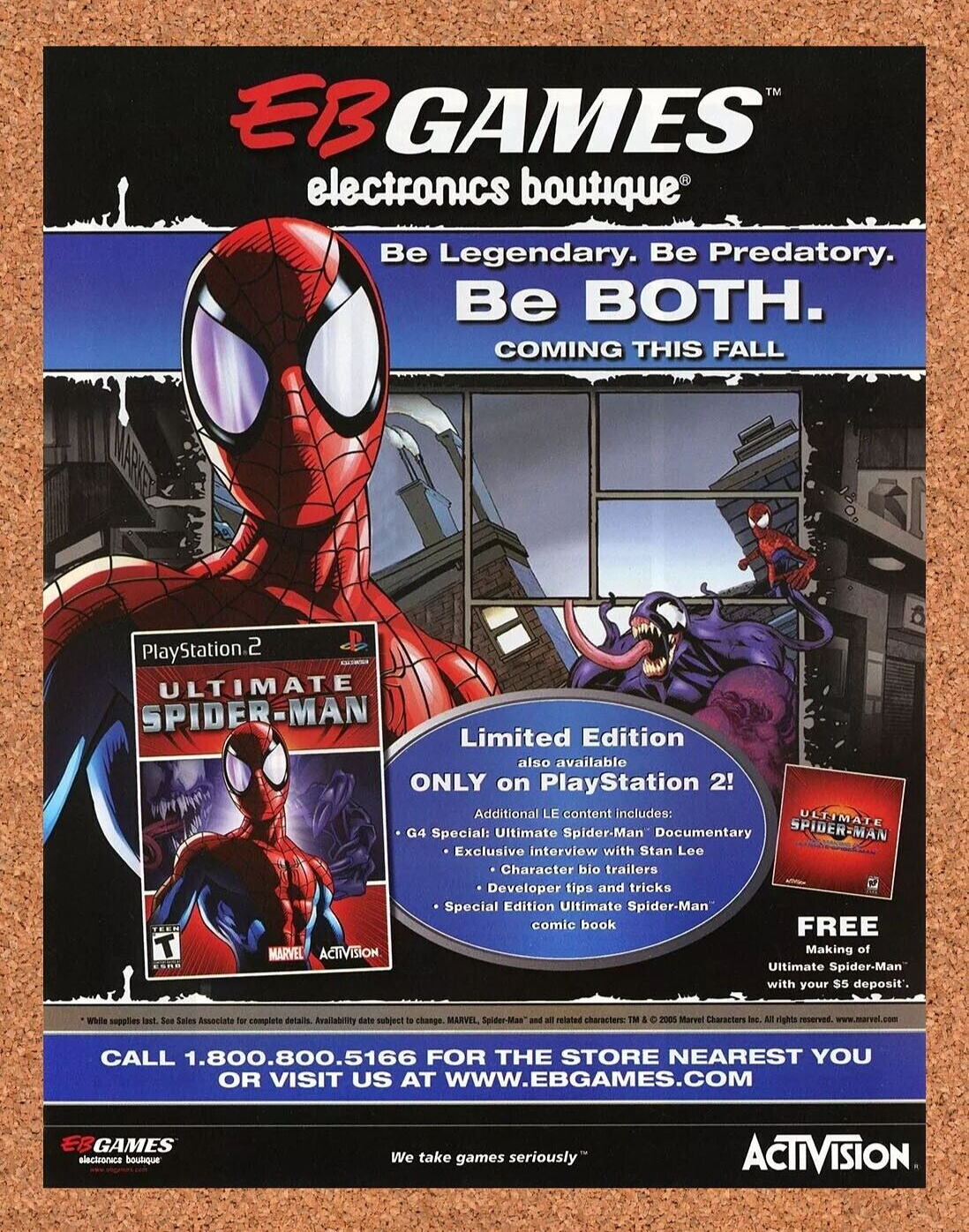 Ultimate Spider-Man PS2 EB Original 2006 Ad Authentic EB Games Promo