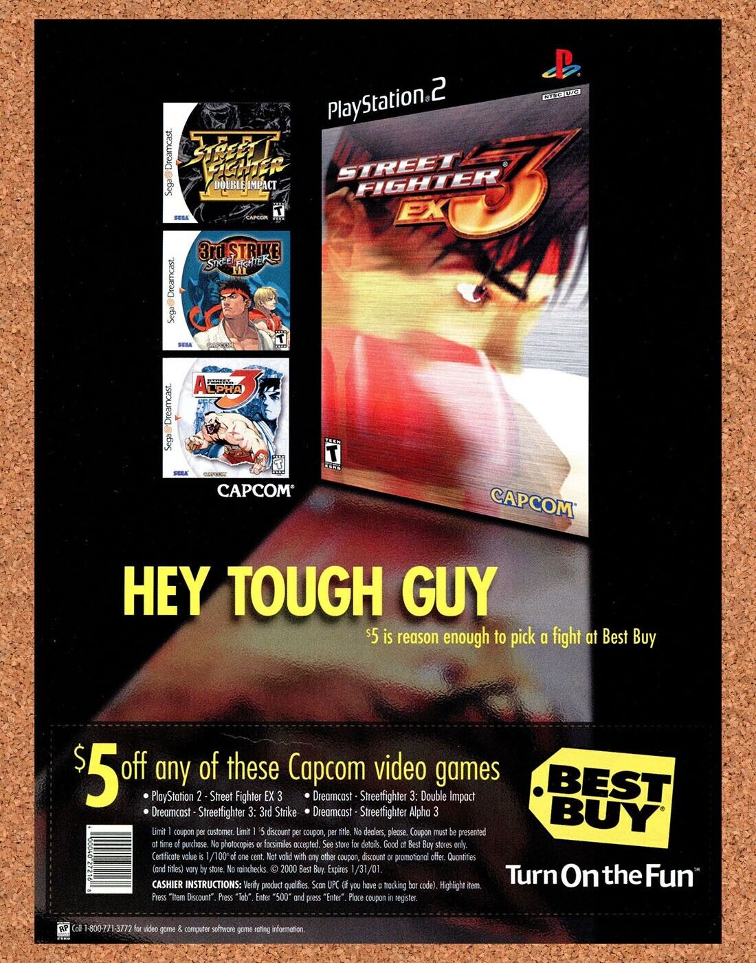 Street Fighter EX3 PS2 Original 2003 Ad Authentic Best Buy Video Game Promo