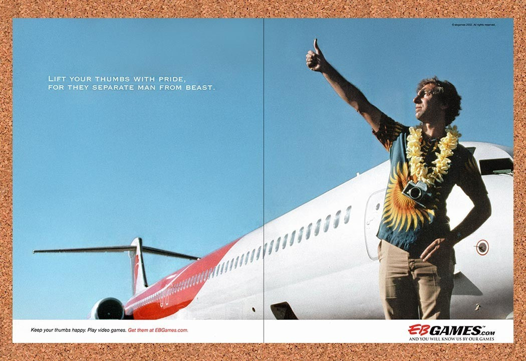 2002 EB Games Keep Your Thumbs Happy Original Advertisement / Retro Promo v1