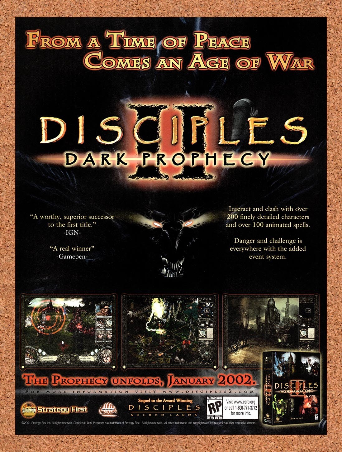 2002 Disciples II Dark Prophecy PC Original Advertisement / Retro Promo v1