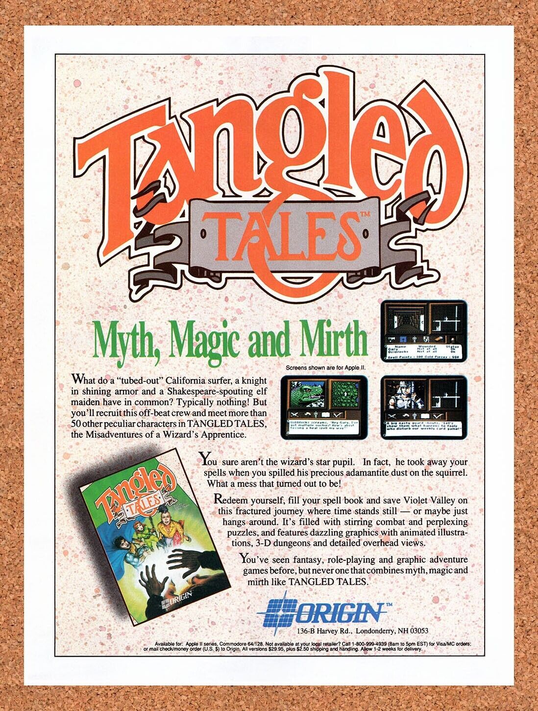 1989 Tangled Tales NES Original Advertisement / Retro Wall Art v1