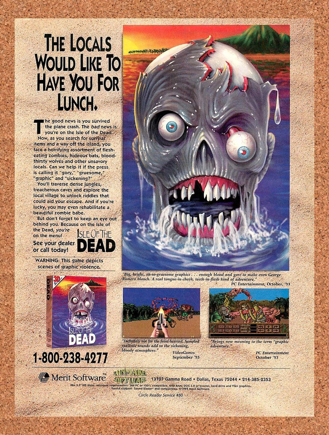 1994 Isle Of The Dead PC Original Advertisement / Retro Promo v1