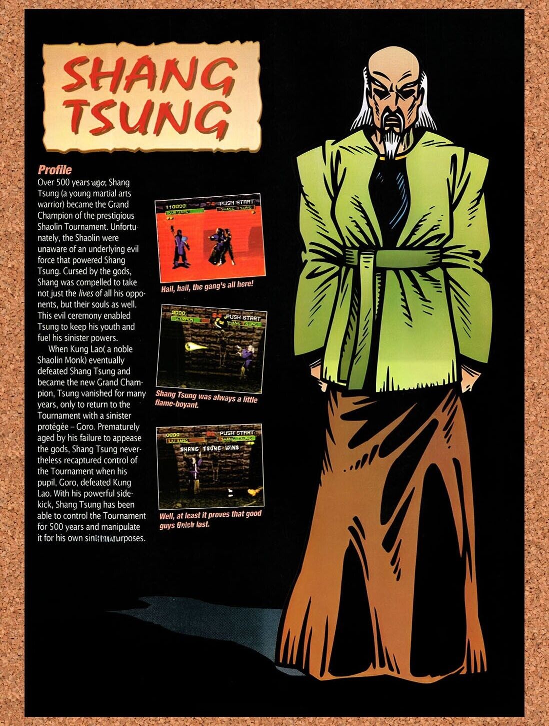 1993 Mortal Kombat Shang Tsung Profile Original Ad / Retro Wall Art v21