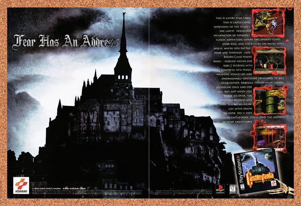 1997 Castlevania Symphony Of The Night PS1 Original Ad / Retro Wall Art v1