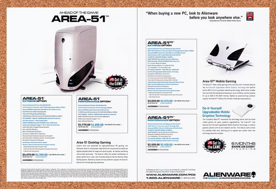 2004 Alienware The Original Area-51 Extreme ATI Original Ad / Promo v8