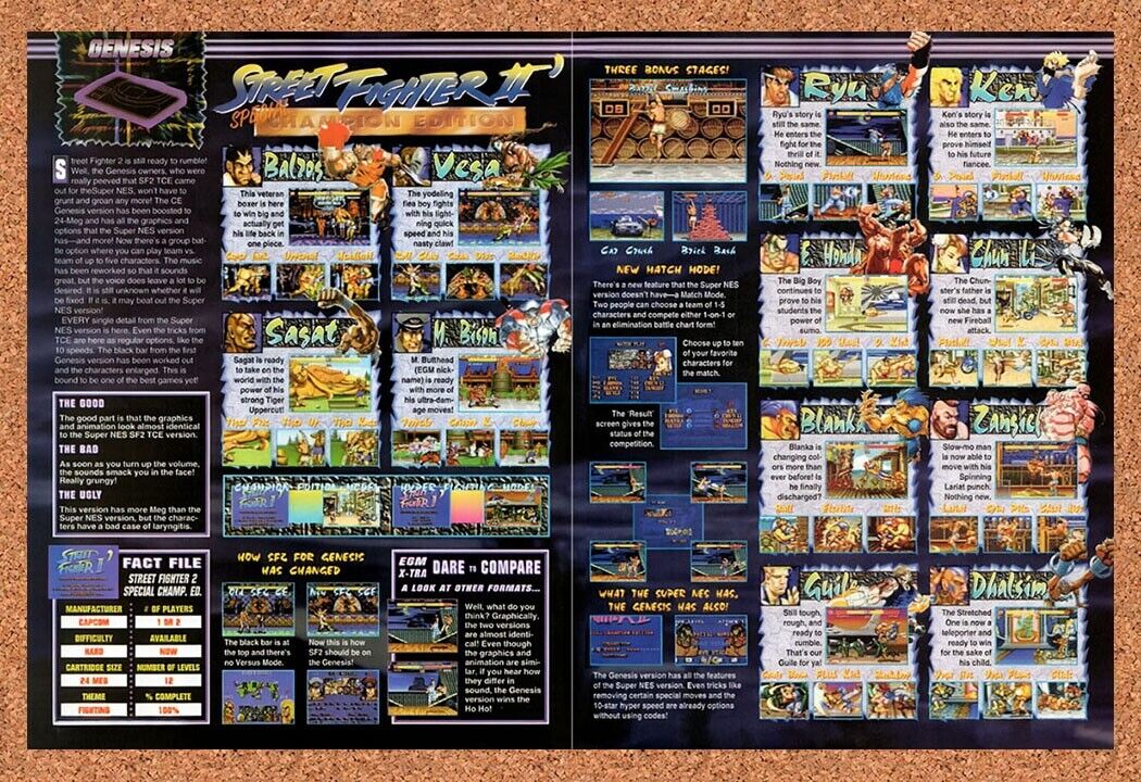 1993 Street Fighter II Special Champion Edition Genesis Original Ad / Art v4