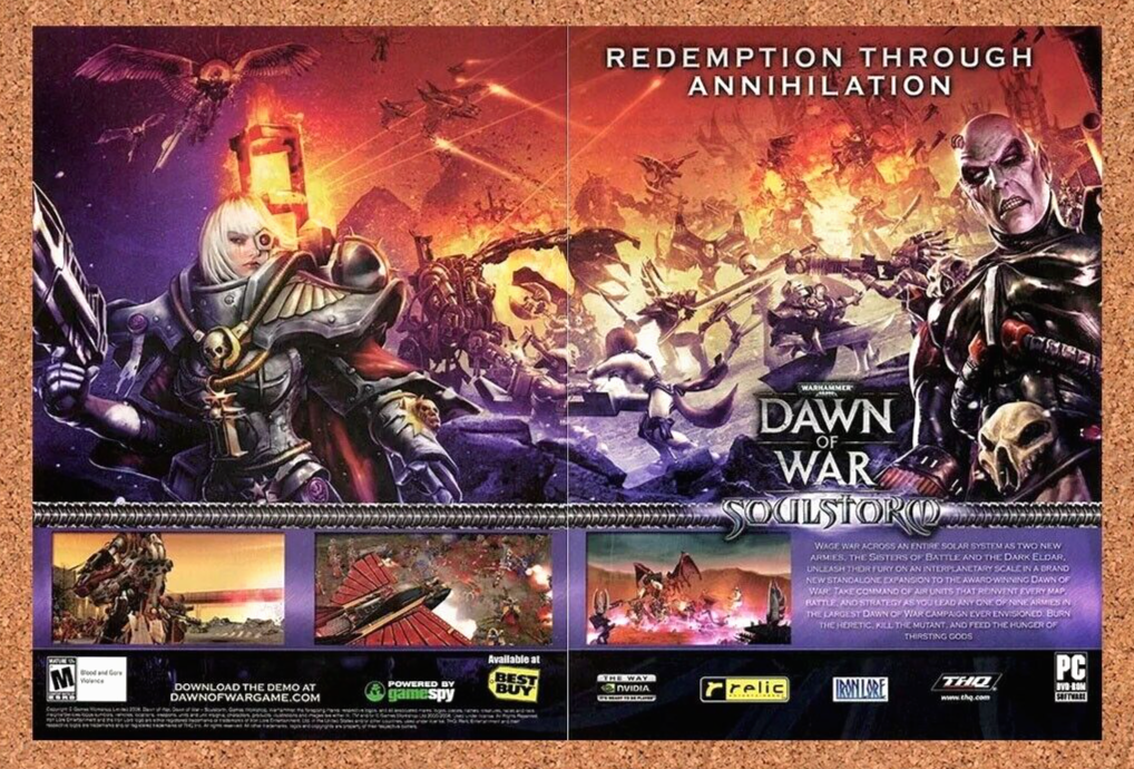 Warhammer 40000 PC Dawn Of War Soul Original 2010 Ad Authentic Video Game Promo