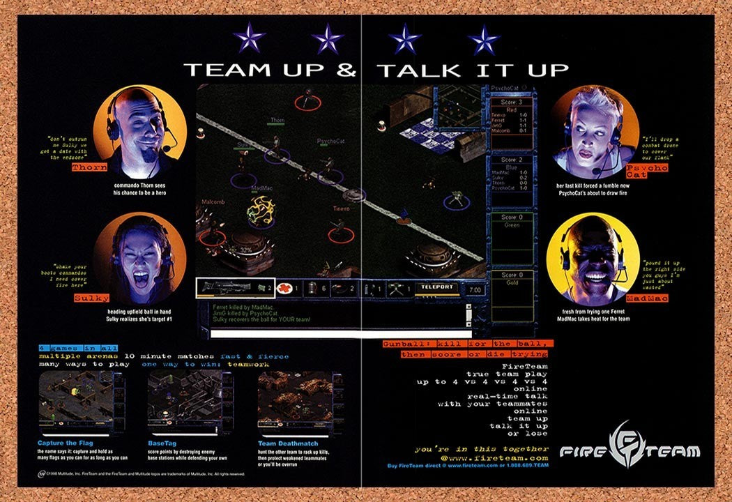 1998 FireTeam PC Original Advertisement / Retro Promo v3