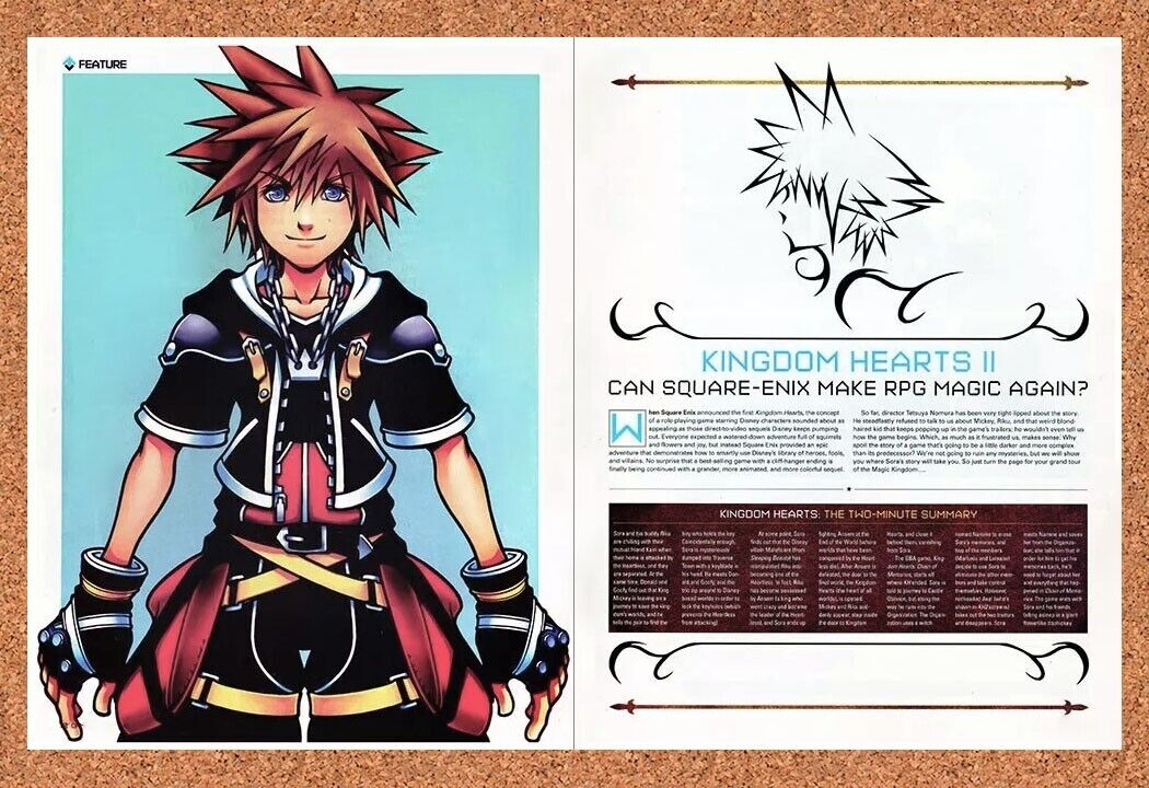 Kingdom Hearts II PS2 2 Original 2007 Ad Authentic Enix Video Game Promo v2