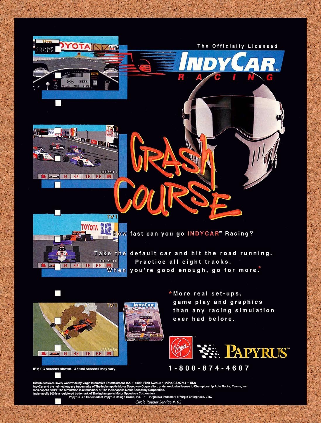 1994 IndyCar Racing PC Original Advertisement / Retro Promo v1