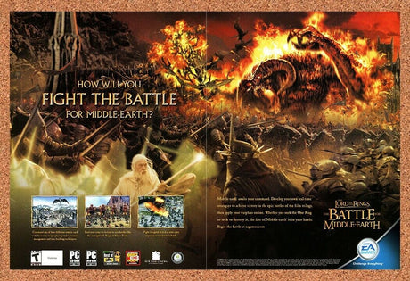 Lord of the Rings Battle for Middle-Earth PS2 PC Original 2005 Ad Game Promo