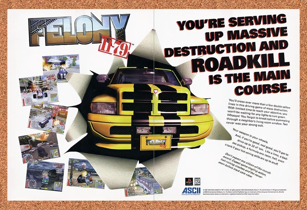 1998 Felony 11-79 PS1 Original Advertisement / Retro Promo v1