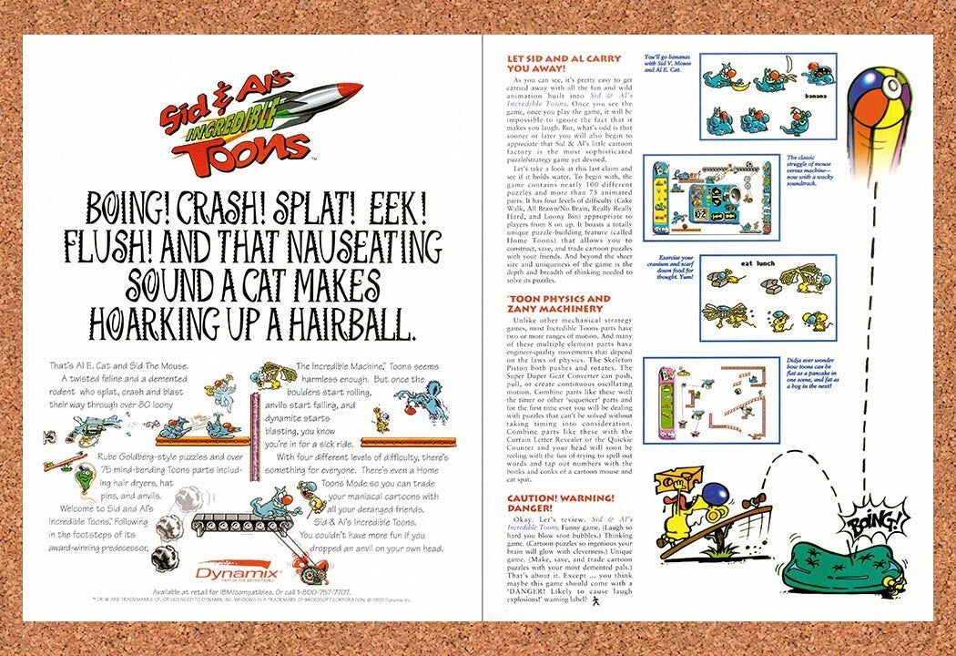1993 Sid & Als Incredible Toons PC Original Advertisement / Retro Wall Art v1