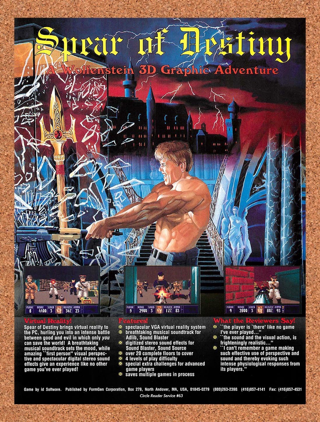 1993 Wolfenstein 3D Spear Of Destiny PC Original Advertisement / Retro Promo v1