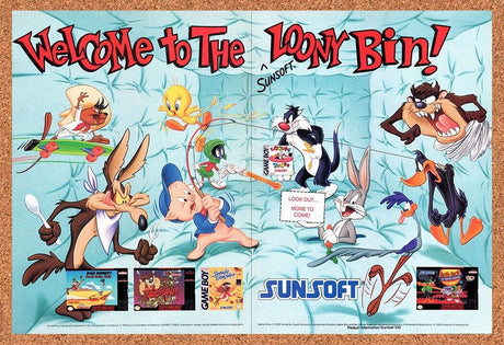 1993 Sunsoft Loony Tunes Games Original Advertisement / Retro Wall Art v2