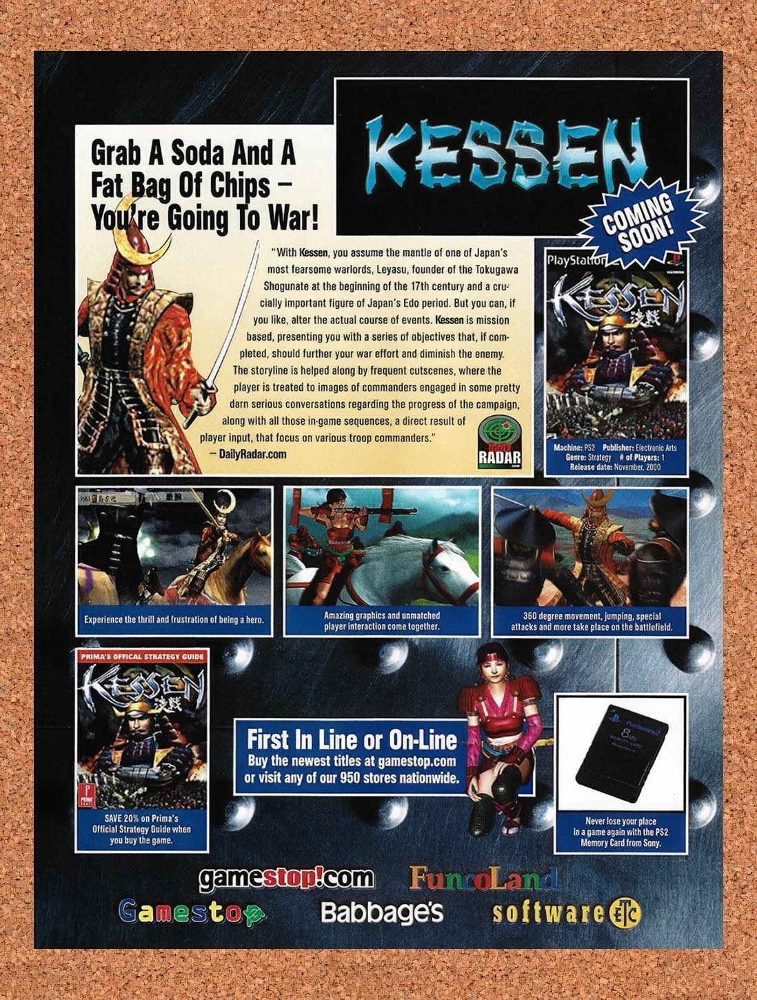 2000 Kessen FuncoLand Original Advertisement / Retro Promo v2