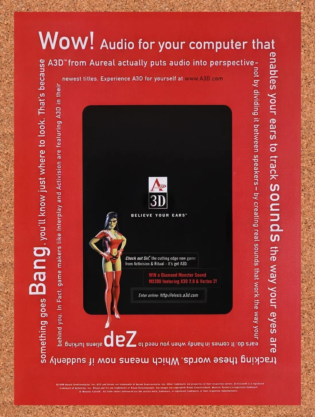 1999 Sin Aureal A3D Original Advertisement / Retro Promo v3
