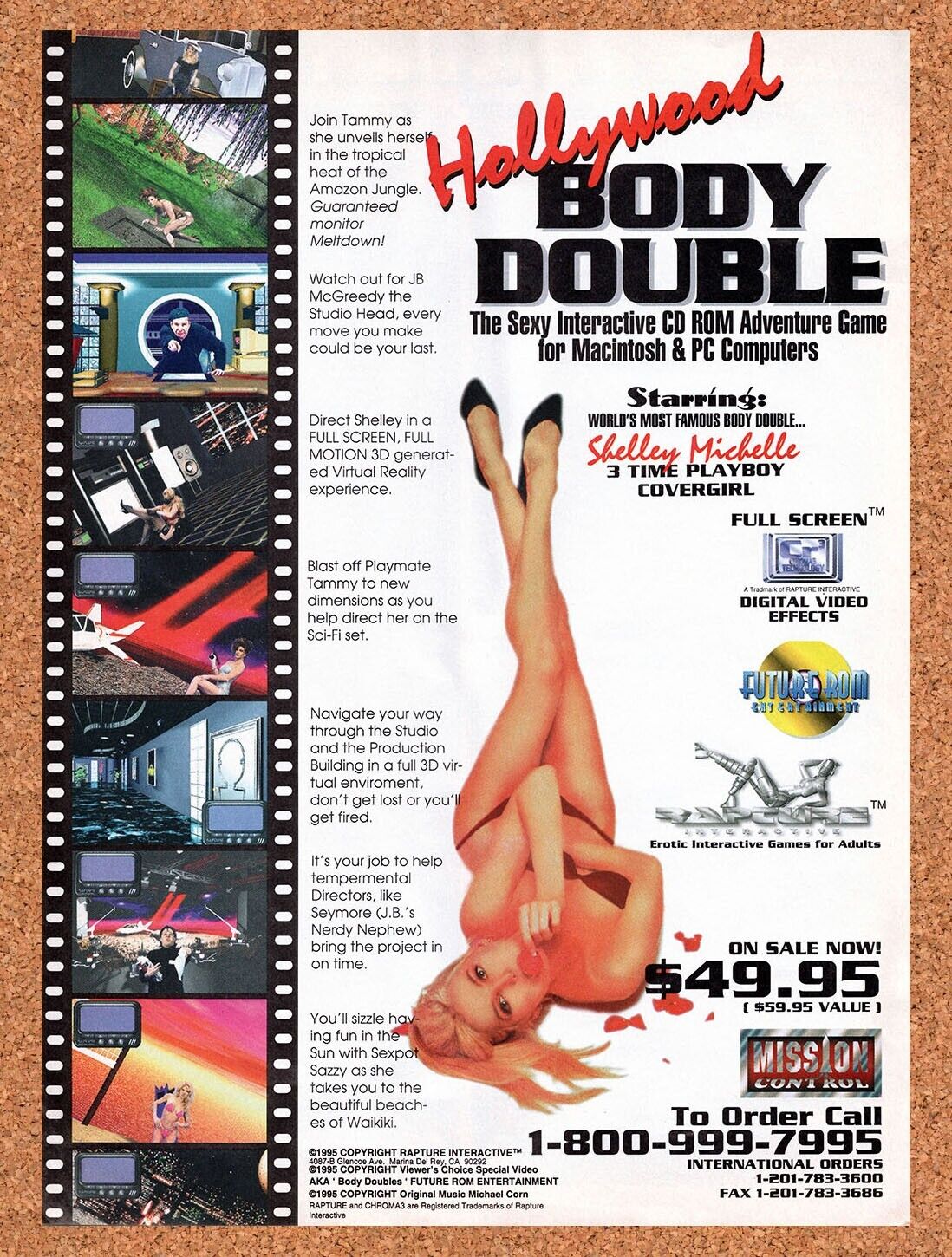 Hollywood Body Double PC Original 1996 Vintage Ad - Adult CD-ROM Promo