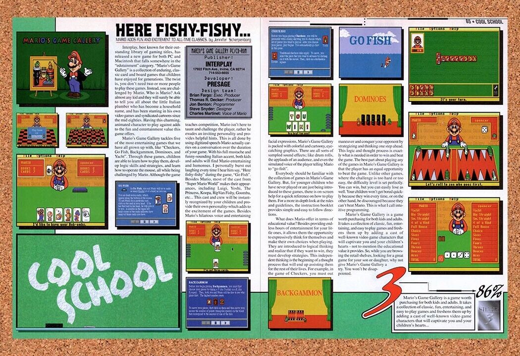 Mario's Game Gallery PC Original 1995 Vintage Ad - Video Game Promo