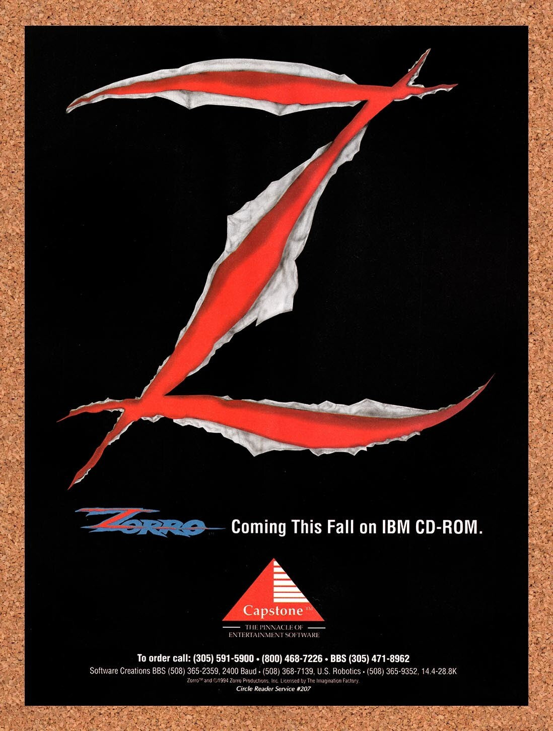 1994 Zorro IBM Original Advertisement / Retro Wall Art v1