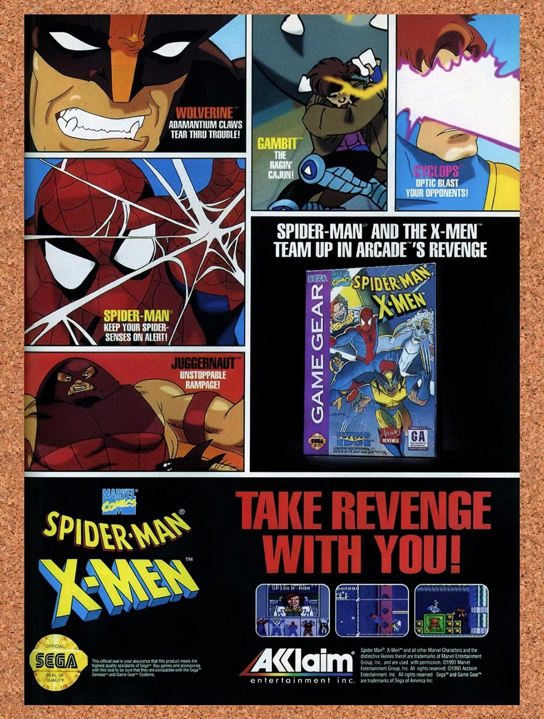 1994 Spider-Man X-Men Game Gear Original Advertisement / Retro Promo v3