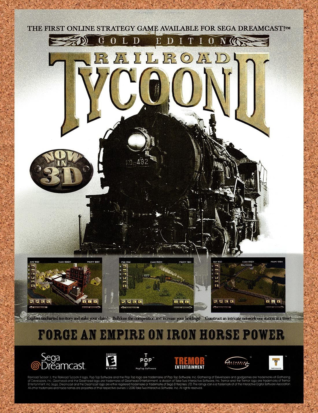 2000 Railroad Tycoon 2 Dreamcast Original Advertisement / Retro Promo v1