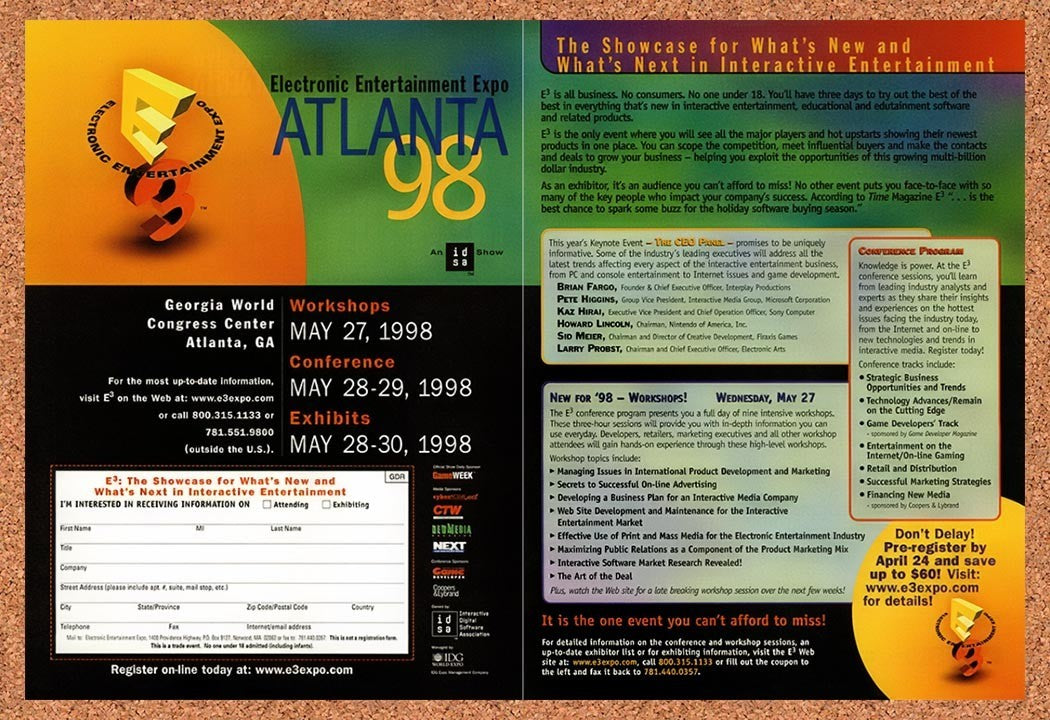 1998 E3 Expo Atlanta Original Advertisement / Retro Promo v2
