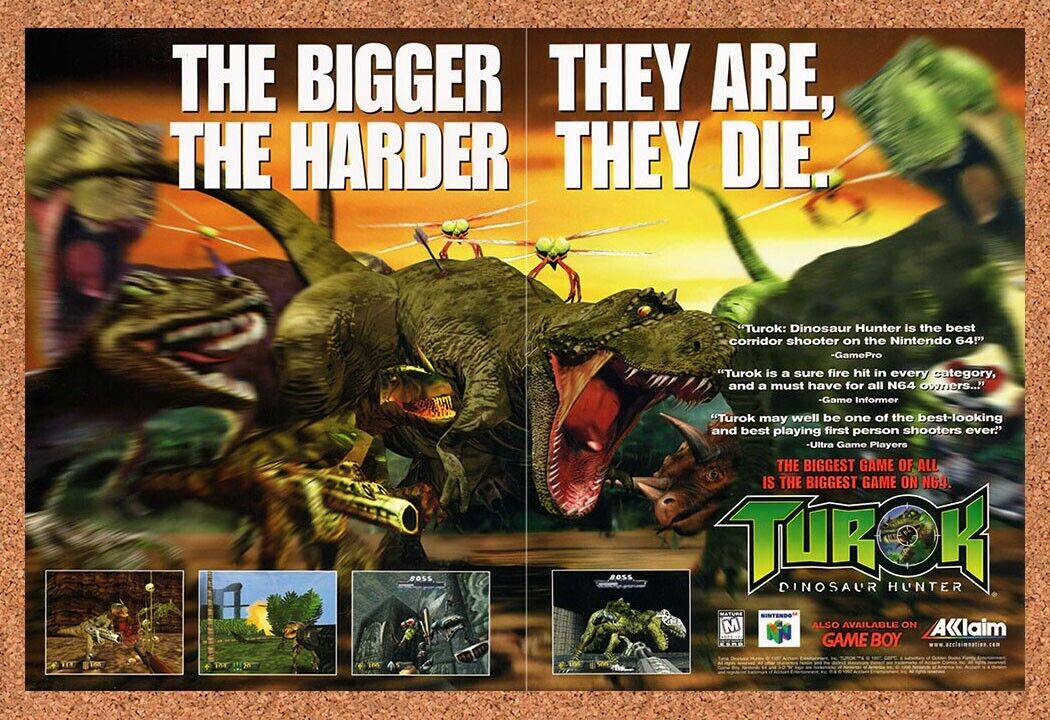 1998 Turok N64 Original Advertisement / Retro Wall Art v4