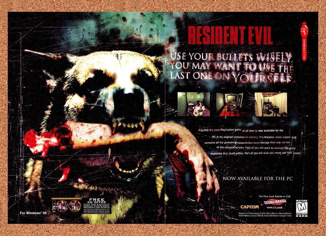 1997 Resident Evil PC Original Advertisement / Retro Promo v8