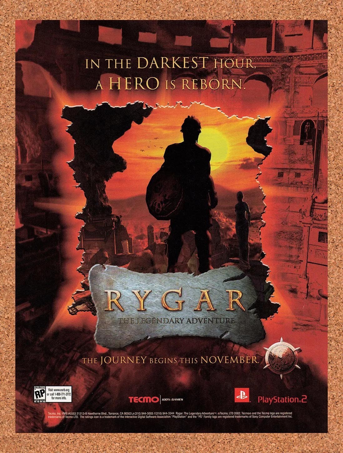 2002 Rygar The Legendary Adventure PS2 Original Advertisement / Retro Promo v1