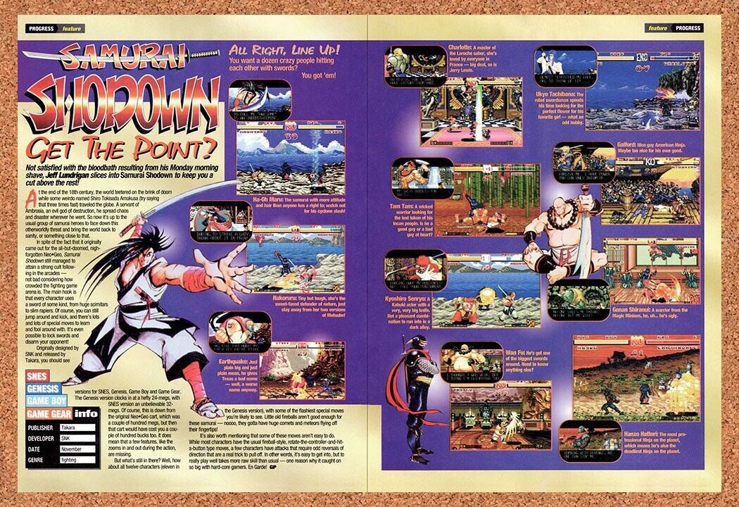 1994 Samurai Shodown SNES Original Advertisement / Retro Wall Art v2