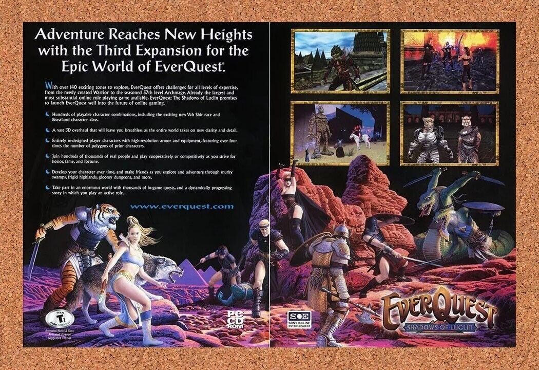 EverQuest Shadows Of Luclin PC Original 2004 Ad Authentic Video Game Promo v1