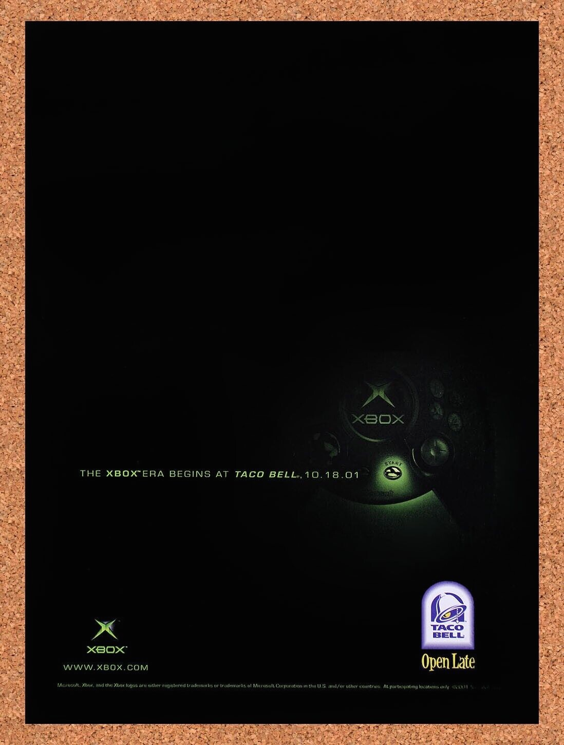 2001 Microsoft Xbox Taco Bell Original Advertisement / Retro Wall Art v6