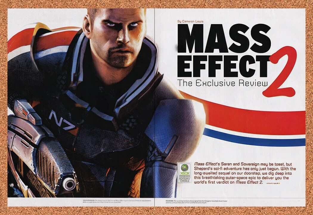 2010 Mass Effect 2 Xbox 360 Original Advertisement / Retro Wall Art v4