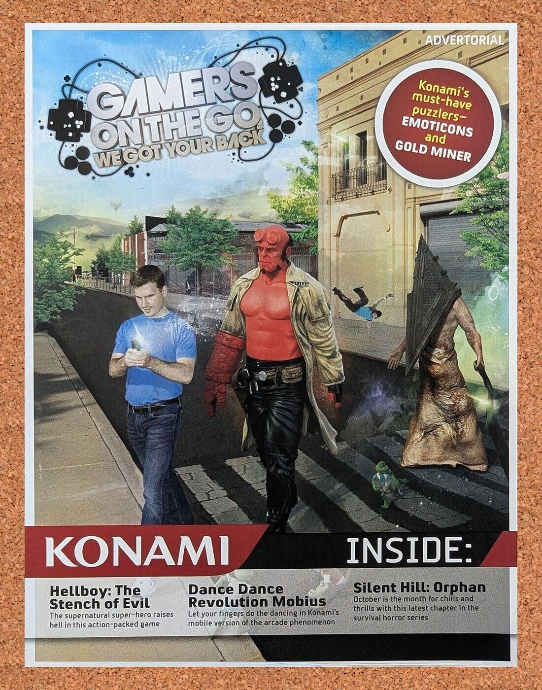 Konami Mobile Gaming Original 2008 Ad Authentic Hellboy Video Game Promo
