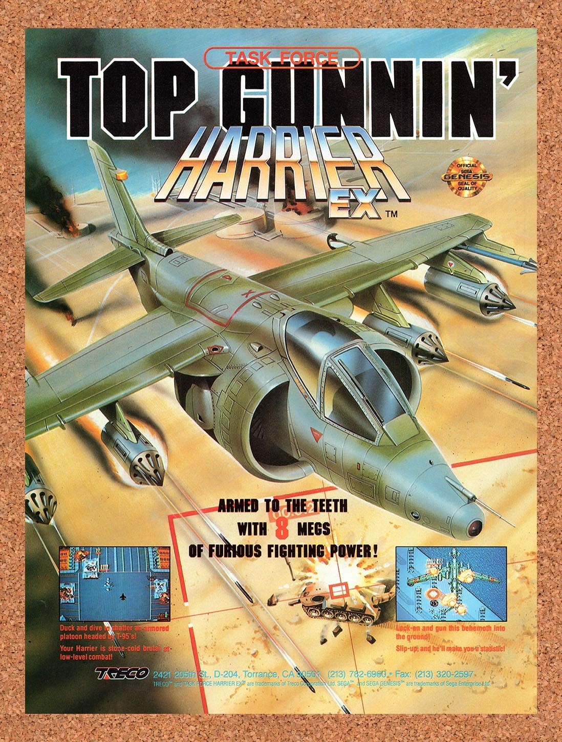 1991 Task Force Harrier Genesis Original Advertisement / Retro Promo v1