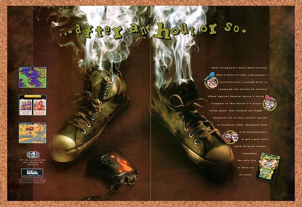 1993 General Chaos Genesis Original Advertisement / Retro Wall Art v1