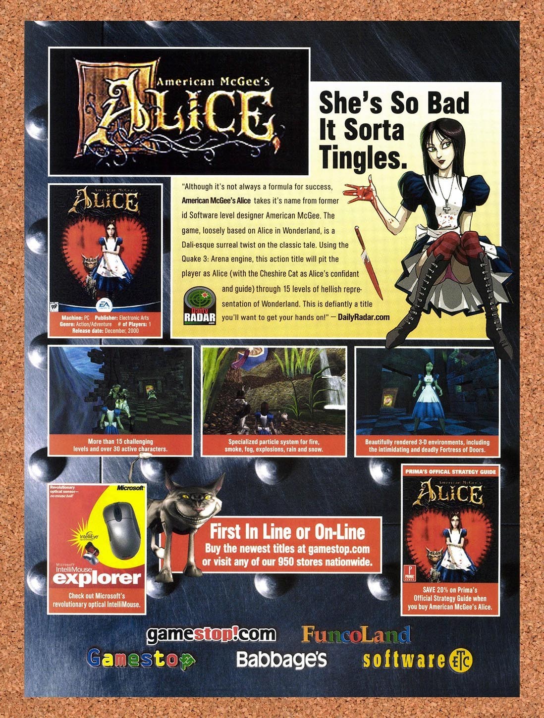 2000 American McGees Alice FuncoLand PC Original Advertisement / Retro Promo v2