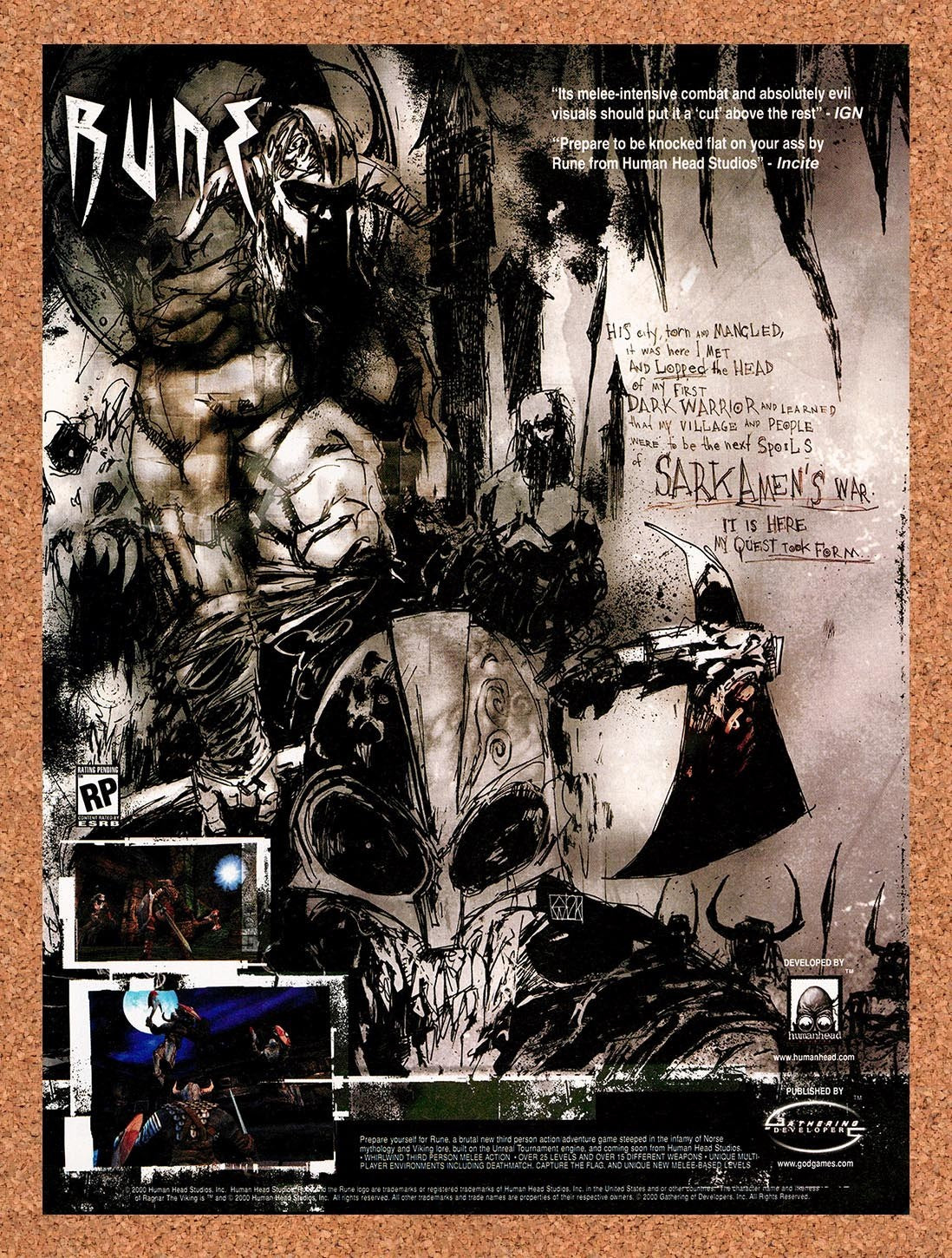 2000 Rune Viking Warlord PC Original Advertisement / Retro Promo v1