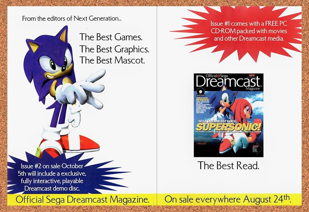 Sonic Dreamcast Magazine Original 1999 Vintage Ad - Video Game Promo