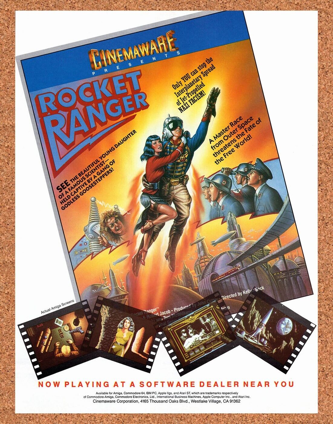 Rocket Ranger Cinemaware Original 1990 Vintage Ad - Video Game Promo