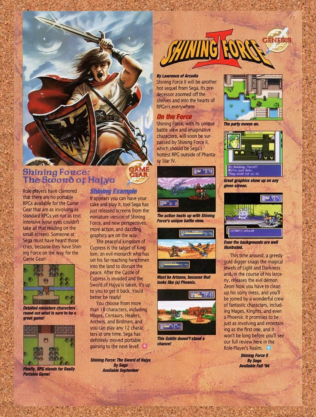 1994 Shining Force II Genesis Original Advertisement / Retro Wall Art v3