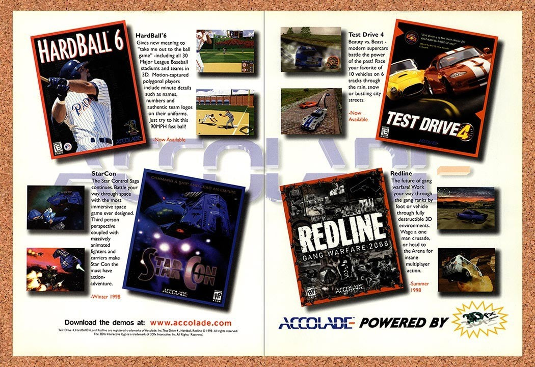1998 Accolade PC Games Original Advertisement / Retro Promo v4