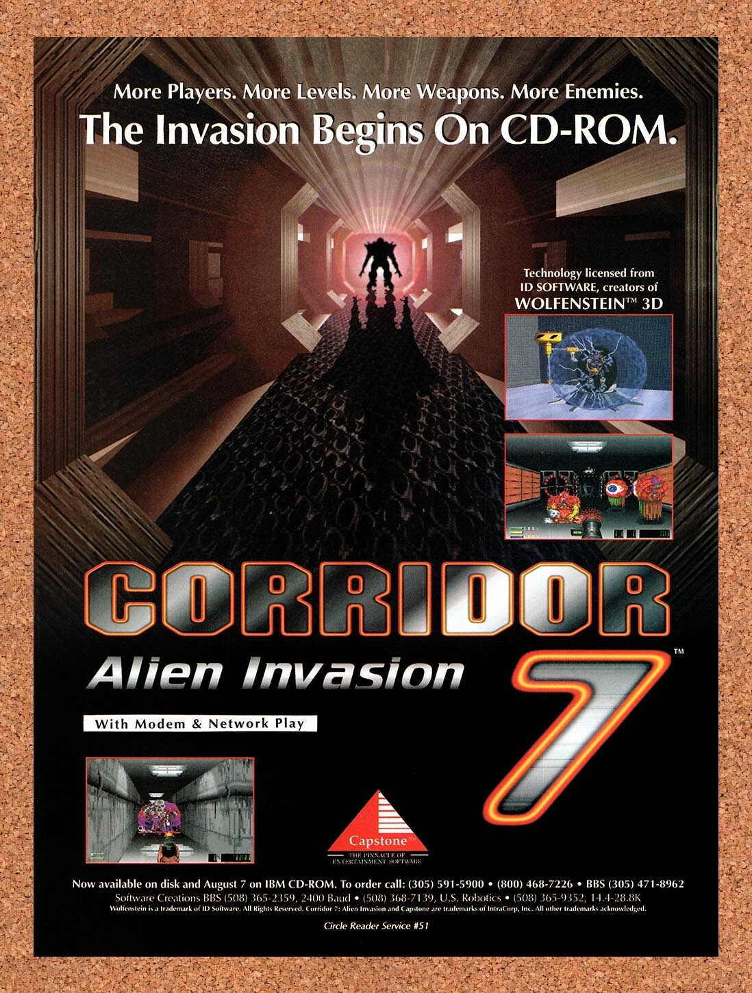 1994 Corridor 7 Alien Invasion PC Original Advertisement / Retro Wall Art v1